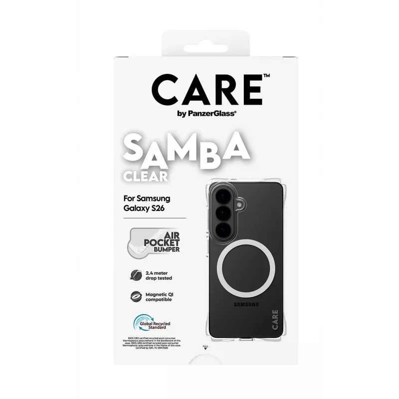 Ochranné puzdro PanzerGlass CARE Samba transparentné s biele Qi pre Samsung Galaxy S26