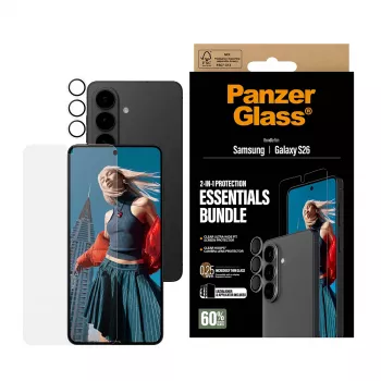 PanzerGlass balenie ochrany displeja pre Samsung Galaxy S26 — Hoops 2-in-1 Ultra-Wide Fit, tvrdené sklo + PET/silikónové vrstvy