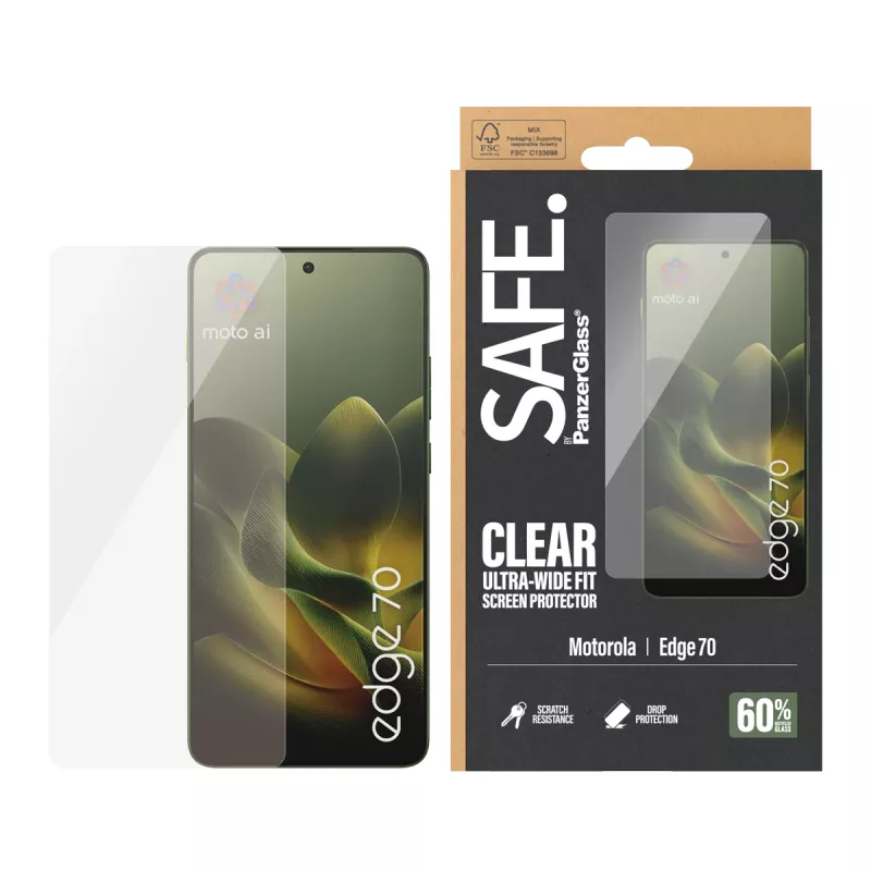 PanzerGlass SAFE. by ® ochranná fólia displeja Motorola Edge 70 | Ultra-Wide Fit