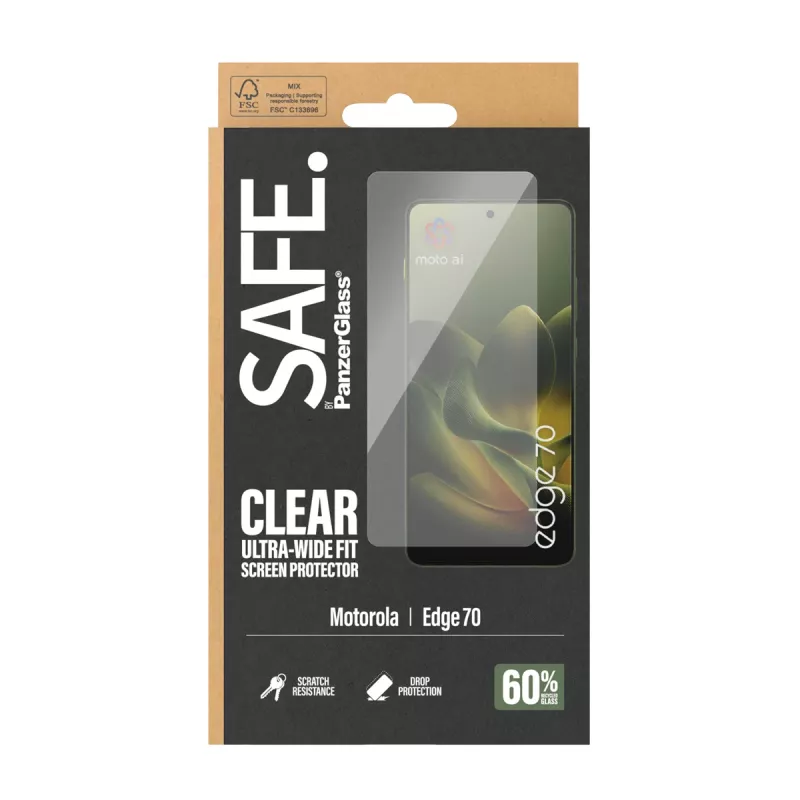 PanzerGlass SAFE. by ® ochranná fólia displeja Motorola Edge 70 | Ultra-Wide Fit