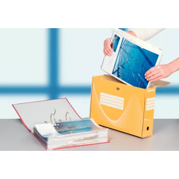 Esselte archivačná krabica Vivida FSC® BOXY 100 mm, žltá, A4, na šírku/na výšku, 100 mm, 352 mm, 250 mm