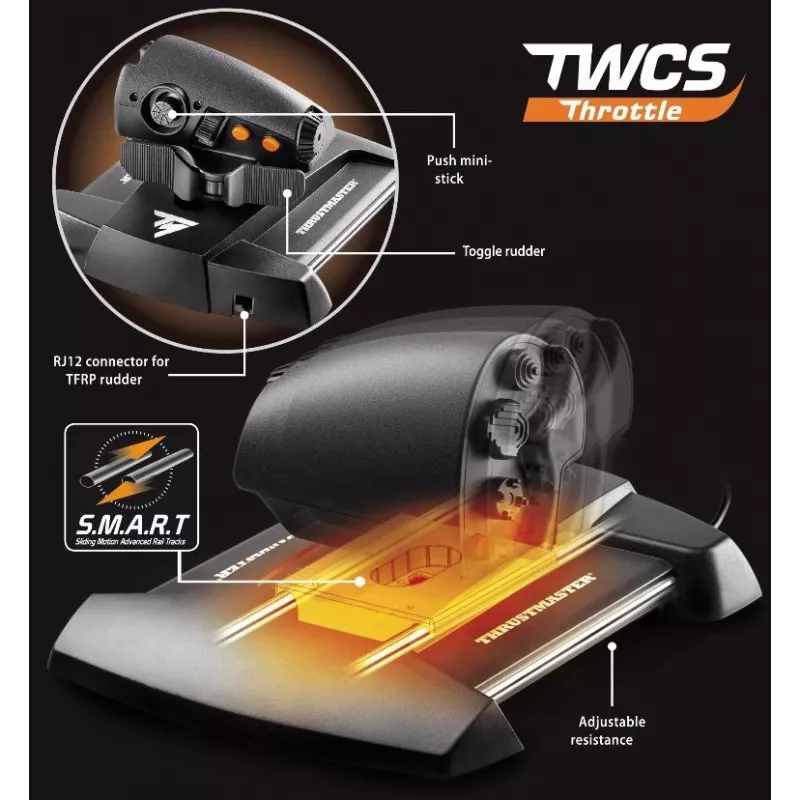 Thrustmaster T-16000M FCS Flight Pack čierny USB joystick analógový/digitálny MAC, PC