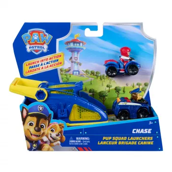 PAW Patrol Chase Pup Squad odpaľovač s Ryderovým vozidlom 2-balík, detská hračka pre chlapcov a dievčatá od 3 rokov