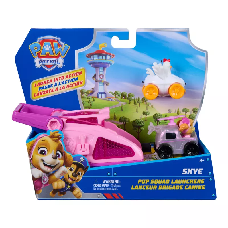 PAW Patrol Skye Pup Squad odpaľovače s Chickaletta vozidlom 2-balík, hračka pre chlapcov a dievčatá od 3 rokov