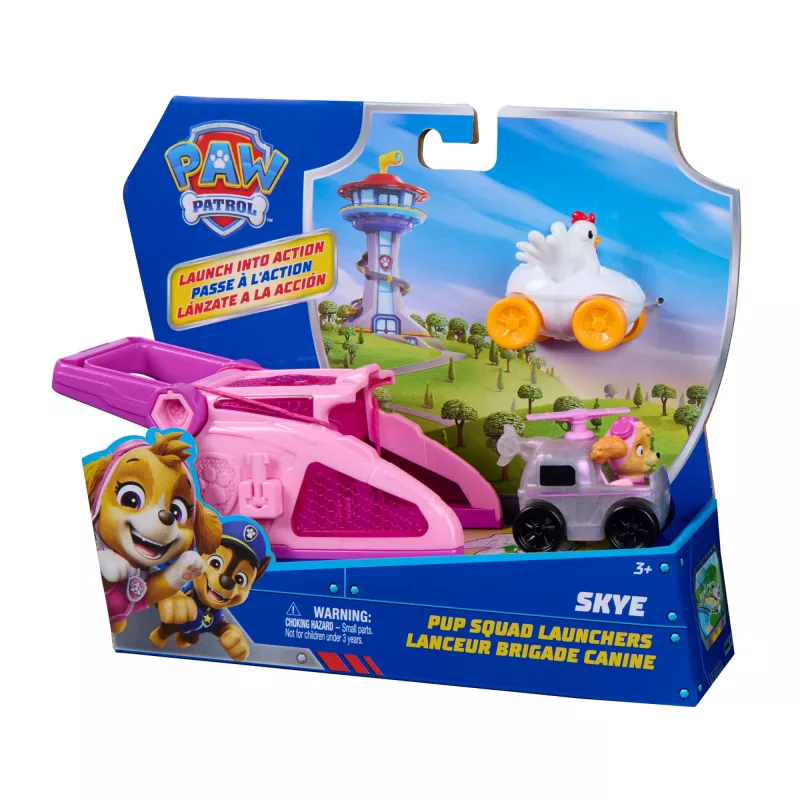 PAW Patrol Skye Pup Squad odpaľovače s Chickaletta vozidlom 2-balík, hračka pre chlapcov a dievčatá od 3 rokov