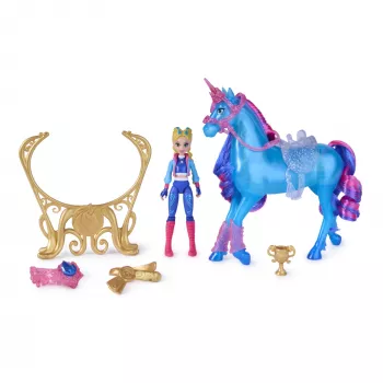 Unicorn Academy, Train & Glow Light-up River jednorožec s Isabel, nápad na veľkonočný darček, bábiky & jednorožec hračka pre dievčatá, obsahuje 3 tréningové doplnky