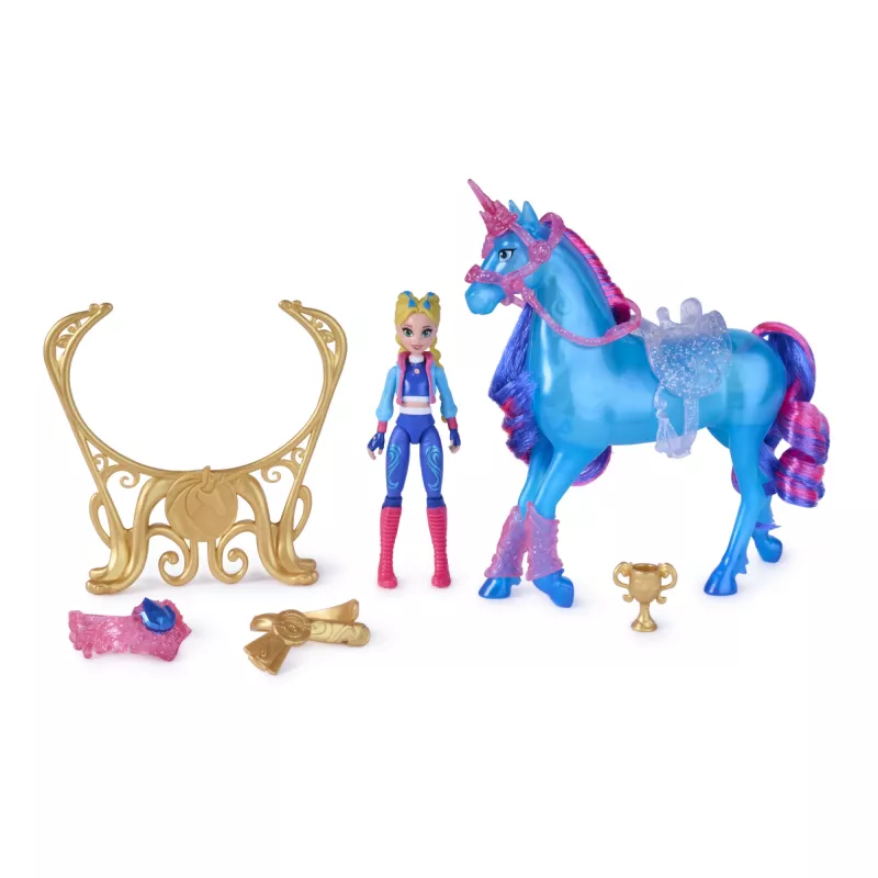 Unicorn Academy, Train & Glow Light-up River jednorožec s Isabel, nápad na veľkonočný darček, bábiky & jednorožec hračka pre dievčatá, obsahuje 3 tréningové doplnky