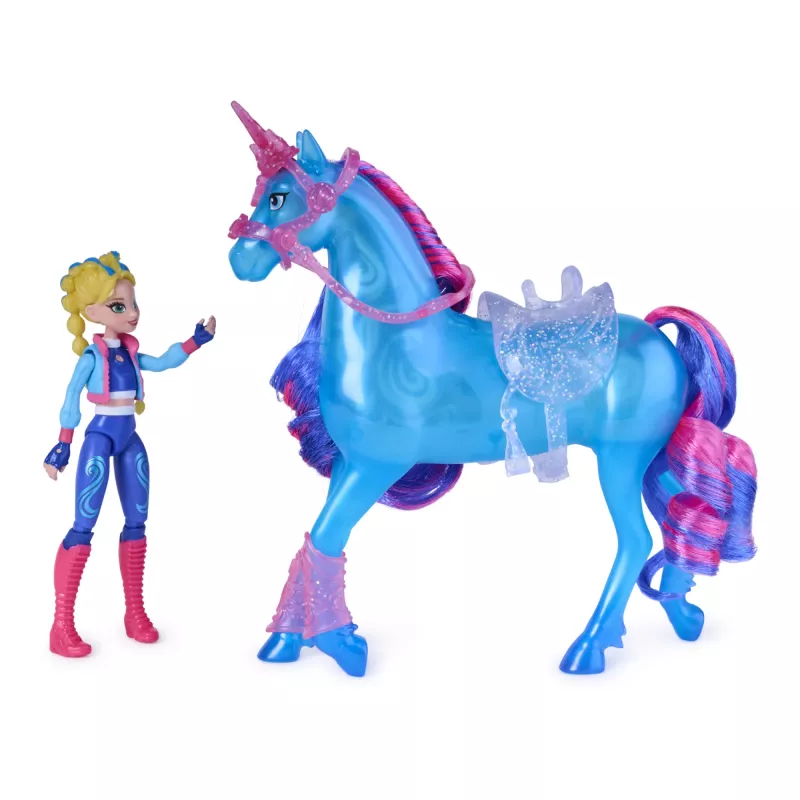 Unicorn Academy, Train & Glow Light-up River jednorožec s Isabel, nápad na veľkonočný darček, bábiky & jednorožec hračka pre dievčatá, obsahuje 3 tréningové doplnky