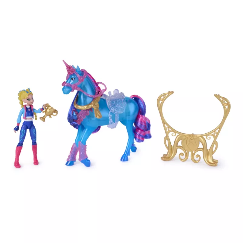 Unicorn Academy, Train & Glow Light-up River jednorožec s Isabel, nápad na veľkonočný darček, bábiky & jednorožec hračka pre dievčatá, obsahuje 3 tréningové doplnky