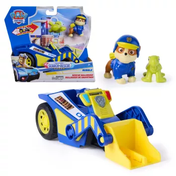 PAW Patrol: Search & Rescue, Rubble Rescue Bulldozer vozidlo s 2 figúrkami, policajné auto hračka s naťahovacou akciou, detská hračka pre chlapcov & dievčatá od 3 rokov