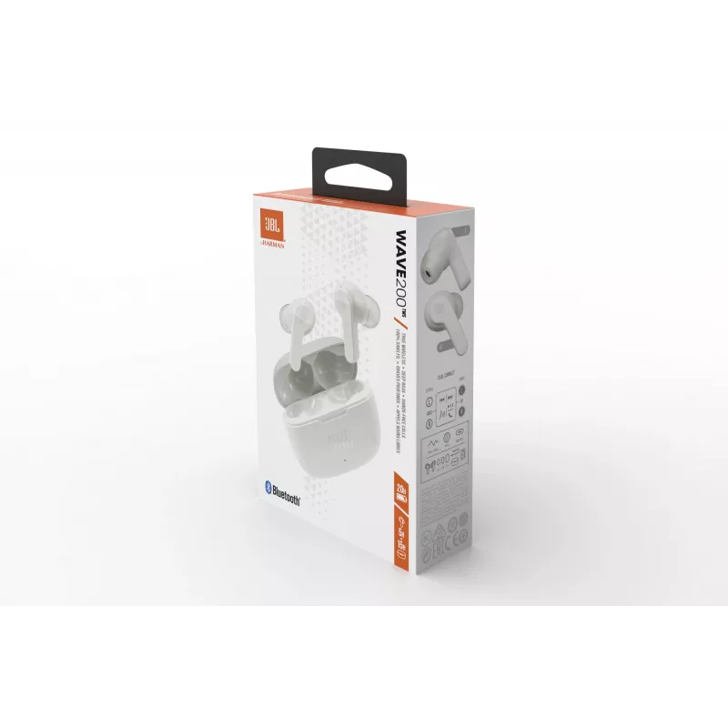 JBL Wave 200 TWS WEISS, bezdrôtový, 20 - 20000 Hz, hudba, 48 g, headset, biela