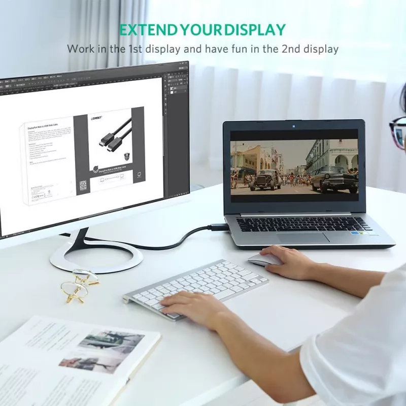 Ugreen 10202 Video kábel/adaptér 2 m DisplayPort HDMI čierny