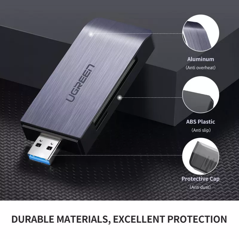 Čítačka kariet UGREEN 50541 USB 3.2 Gen 1 (3.1 Gen 1) — CF, SD, MicroSD, Memory Stick, oceľ, 5000 Mbit/s