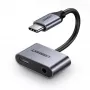 Ugreen CM193 Audio adaptér USB-C na 3,5 mm, 2-portový, sivý