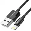 Ugreen 80823 US155 kábel na telefón čierny 2 m USB A Lightning