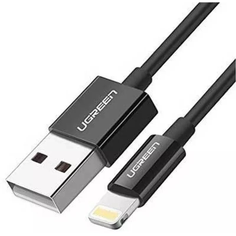 Ugreen 80823 US155 kábel na telefón čierny 2 m USB A Lightning
