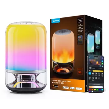 Stolná lampa Govee H6020 Table Lamp 2 Pro Sound by JBL — RGBIC + teplá biela, 600 lm, Wi-Fi & Bluetooth, 5200 mAh