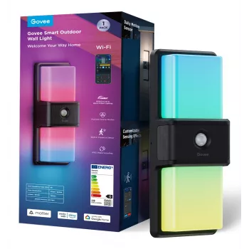 Vonkajšie nástenné svietidlo Govee H7078CD1 smart RGB menič farieb, WLAN/aplikácia ovládanie