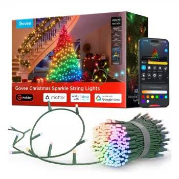 LED vianočný svetelný reťaz Govee 20 m, dekoratívne osvetlenie pre interiér a exteriér