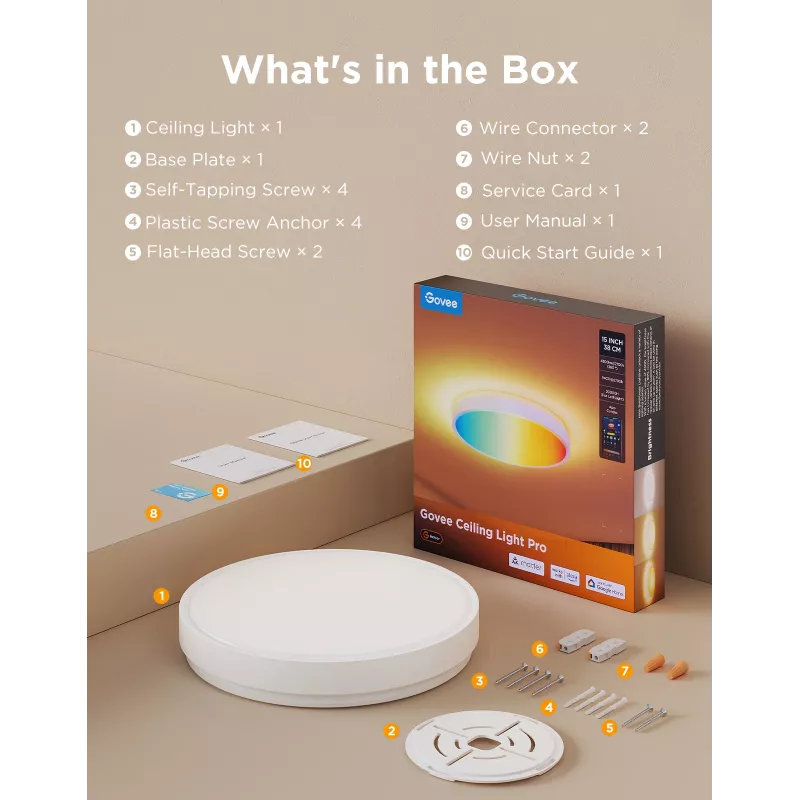 Govee H60A6 Inteligentné stropné svietidlo Pro RGBICWW, 38 cm