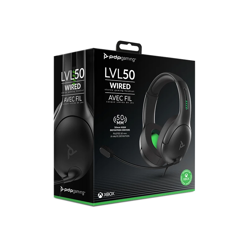 PDP LVL50 headset káblový s hlavovým mostom herný čierny, zelený, sivý
