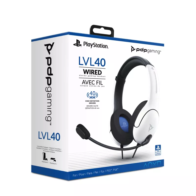 PDP LVL40 headset káblový s hlavovým mostom herný biely