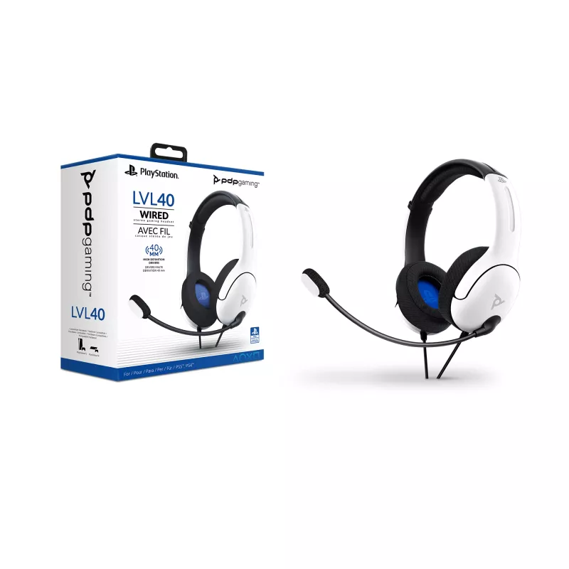 PDP LVL40 headset káblový s hlavovým mostom herný biely