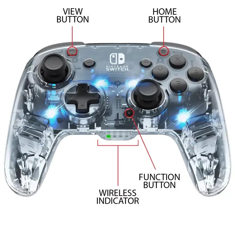 PDP Afterglow čierny, transparentný gamepad analógový / digitálny Nintendo Switch, Nintendo Switch Lite, Nintendo Switch OLED