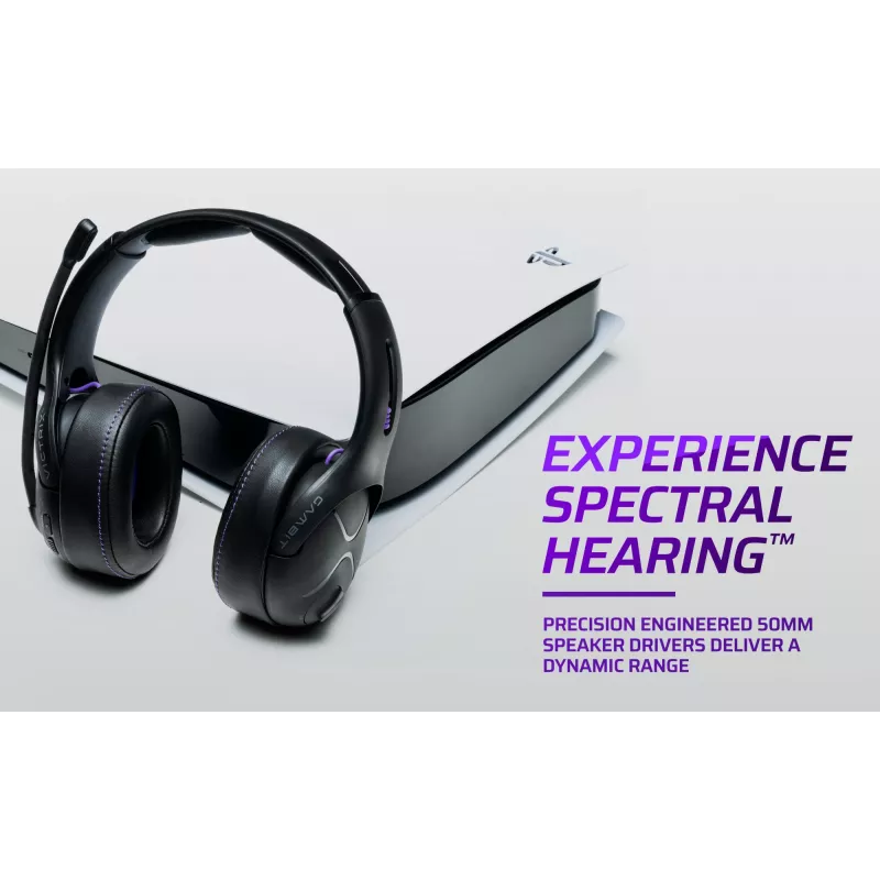 Headset VICTRIX Gambit Wireless — káblový & bezdrôtový, 20–20000 Hz, 2 m kábel, 301 g, čierna/fialová