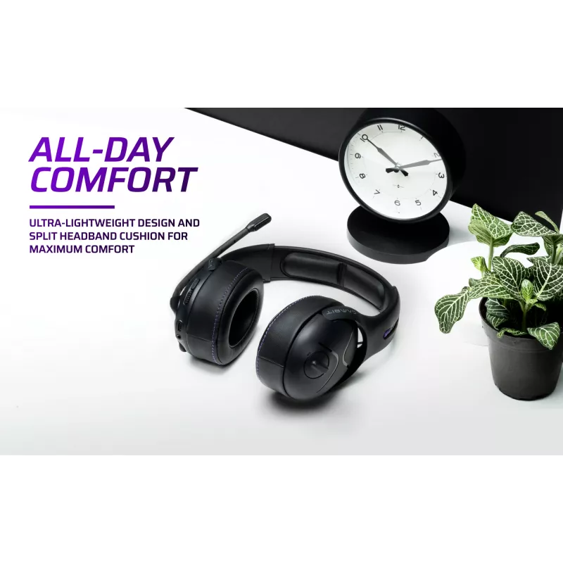 Headset VICTRIX Gambit Wireless — káblový & bezdrôtový, 20–20000 Hz, 2 m kábel, 301 g, čierna/fialová