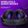 Headset VICTRIX Gambit Wireless — káblový & bezdrôtový, 20–20000 Hz, 2 m kábel, 301 g, čierna/fialová