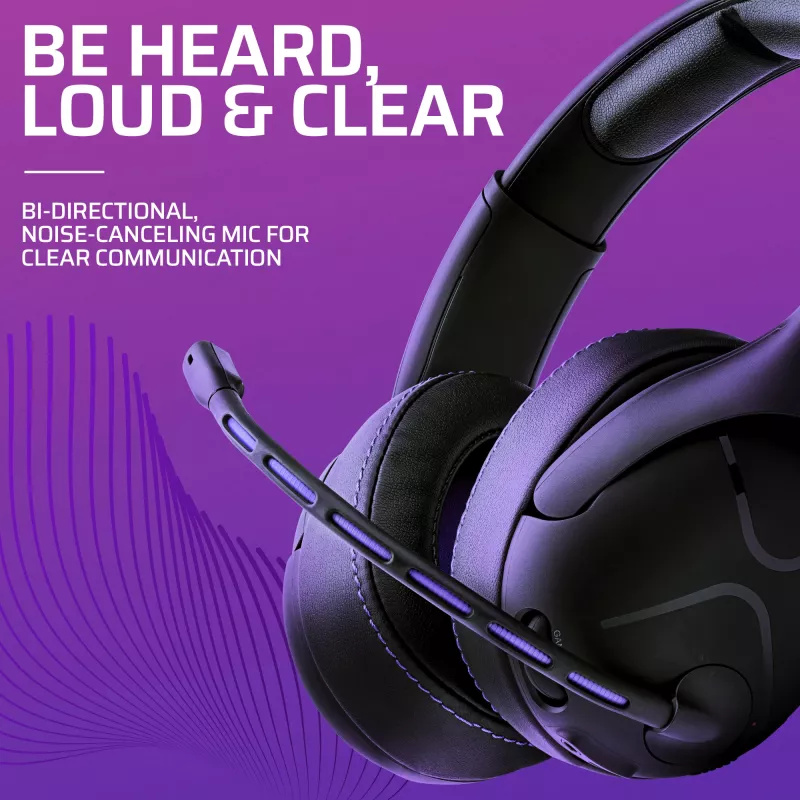 Headset VICTRIX Gambit Wireless — káblový & bezdrôtový, 20–20000 Hz, 2 m kábel, 301 g, čierna/fialová