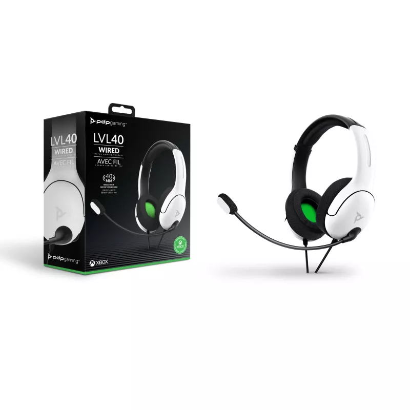 PDP LVL40 headset káblový s hlavovým mostom herný biely