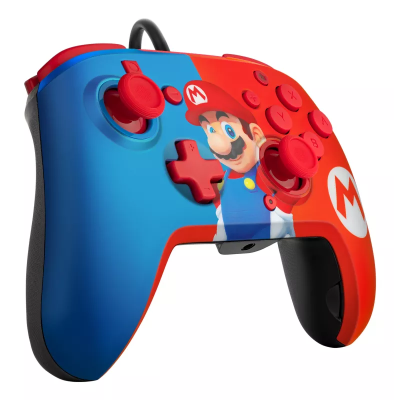 PDP REMATCH káblový ovládač: Power Pose Mario, gamepad, Nintendo Switch, Nintendo Switch OLED, D-pad, tlačidlo Home, analógový / digitálny, káblový, USB