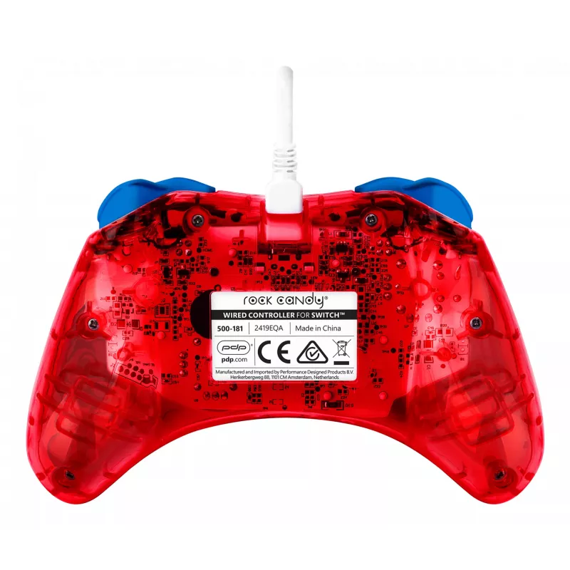 PDP Rock Candy: Mario Punch červený, priesvitný USB gamepad analógový/digitálny Nintendo Switch, Nintendo Switch Lite, Nintendo Switch OLED