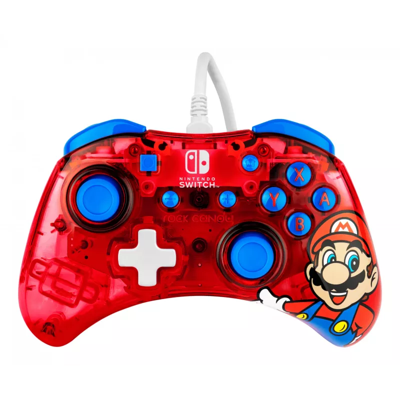 PDP Rock Candy: Mario Punch červený, priesvitný USB gamepad analógový/digitálny Nintendo Switch, Nintendo Switch Lite, Nintendo Switch OLED