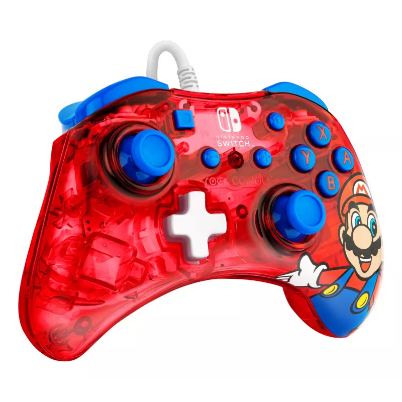 PDP Rock Candy: Mario Punch červený, priesvitný USB gamepad analógový/digitálny Nintendo Switch, Nintendo Switch Lite, Nintendo Switch OLED