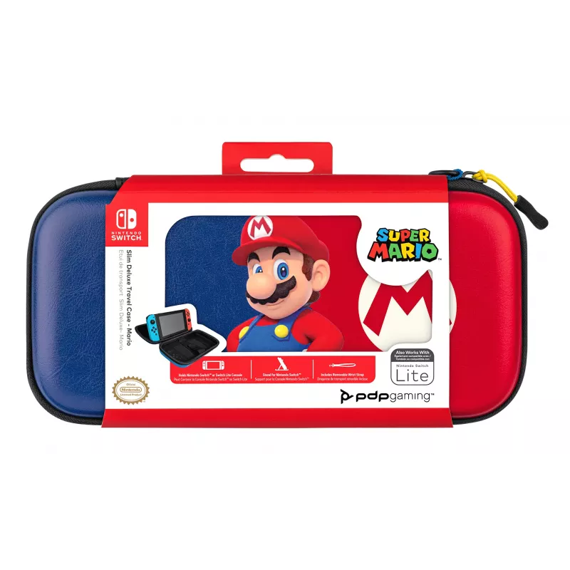 Pevné puzdro PDP tenké Deluxe Power Pose Mario pre Nintendo – modré/červené