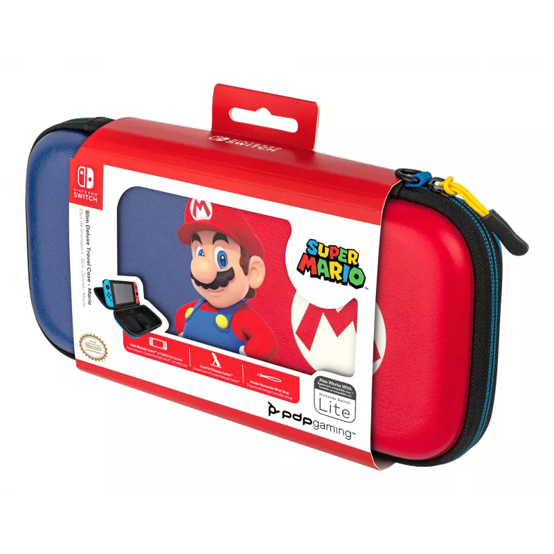 Pevné puzdro PDP tenké Deluxe Power Pose Mario pre Nintendo – modré/červené