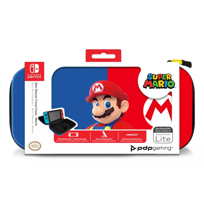 Pevné puzdro PDP tenké Deluxe Power Pose Mario pre Nintendo – modré/červené