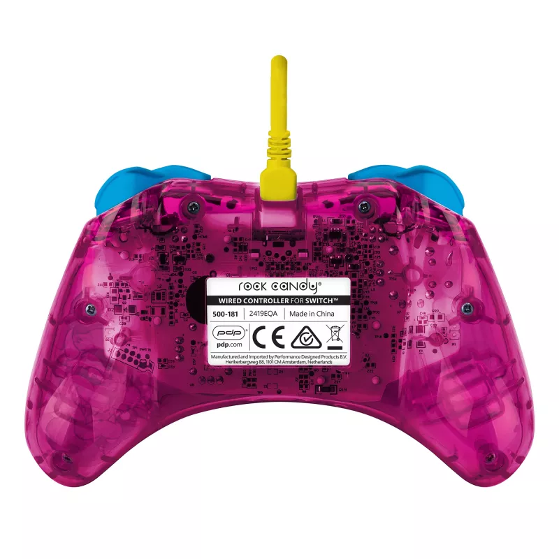 PDP Rock Candy: Bubblegum Peach Pink, priesvitný USB gamepad analógový / digitálny Nintendo Switch, Nintendo Switch Lite, Nintendo Switch OLED