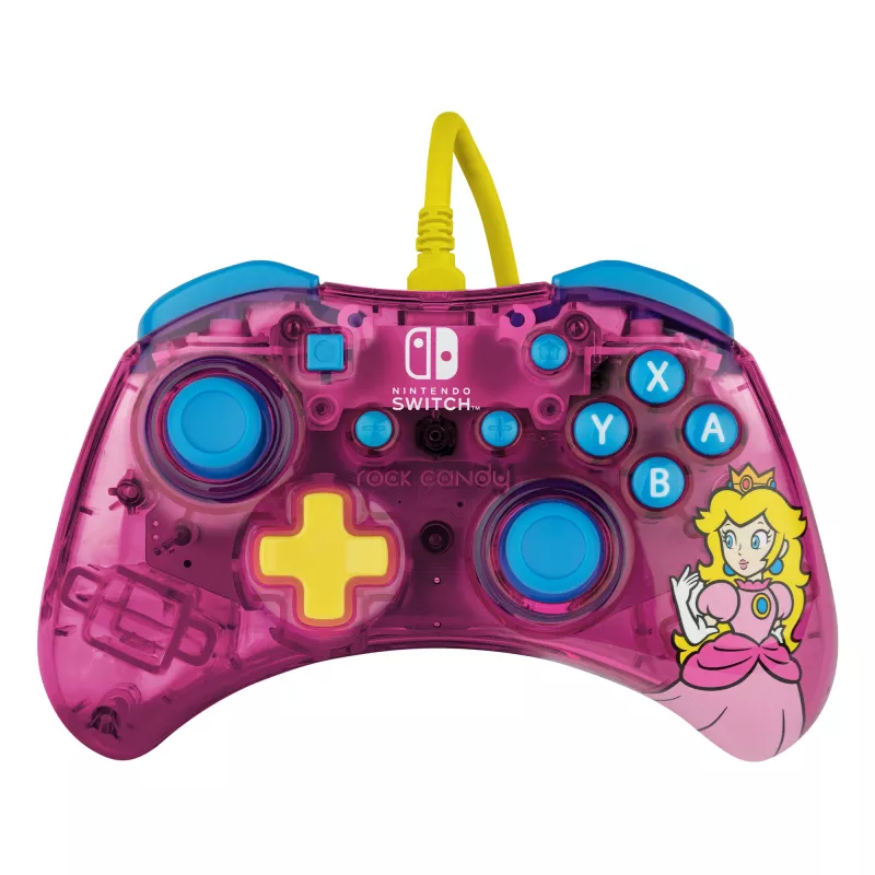 PDP Rock Candy: Bubblegum Peach Pink, priesvitný USB gamepad analógový / digitálny Nintendo Switch, Nintendo Switch Lite, Nintendo Switch OLED