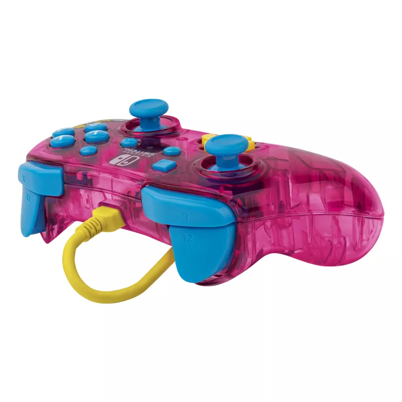 PDP Rock Candy: Bubblegum Peach Pink, priesvitný USB gamepad analógový / digitálny Nintendo Switch, Nintendo Switch Lite, Nintendo Switch OLED