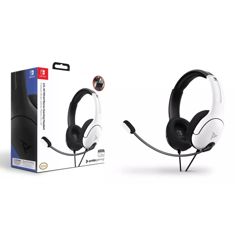 PDP LVL40 headset káblový headset s hlavovým mostom herný čierny, biely