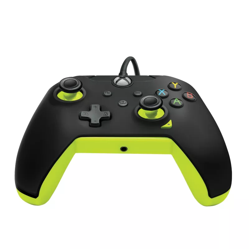 Káblový PDP gamepad Electric čierny pre Xbox Series X|S, Xbox One a Windows – USB-C, 2,43 m kábel, D-pad, tlačidlá Menu/Share/View
