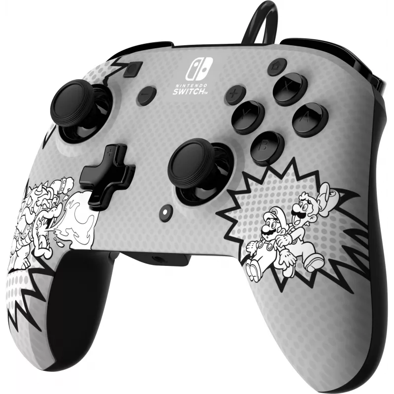 PDP REMATCH: Comic Attack čierny, sivý, biely USB gamepad analógový / digitálny Nintendo Switch, Nintendo Switch OLED
