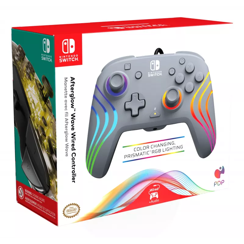 PDP Afterglow Wave sivý USB gamepad, analógový/digitálny, Nintendo Switch, Nintendo Switch OLED