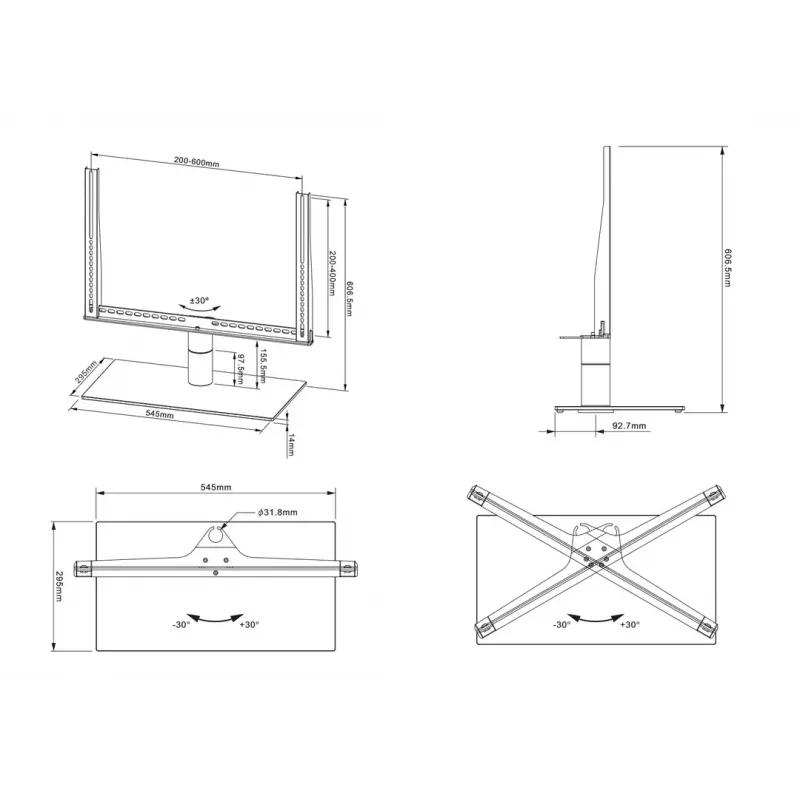 Stolový stojan Multibrackets M VESA Turn čierny veľký MAX 600x400