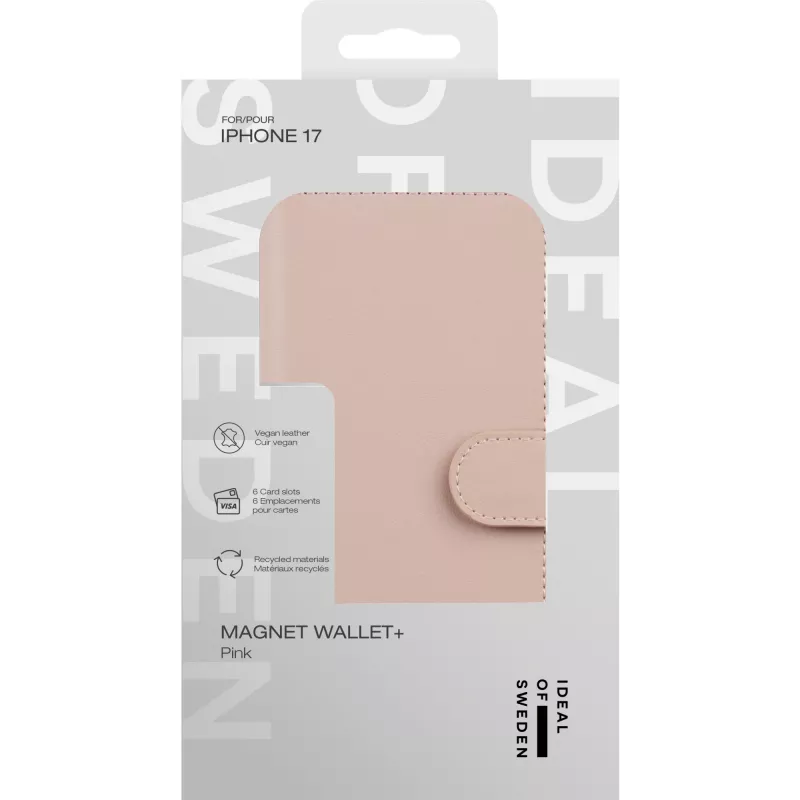 iDeal of Sweden Magnet Wallet+ iPhone 17 ružová, flip puzdro, Apple, iPhone 17, 16 cm (6,3 palca), ružová