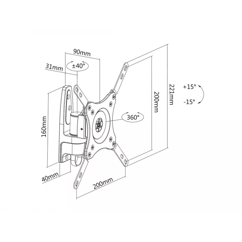 VESA montáž Multibrackets M VESA Flexarm 360 I strieborná 75 100 200